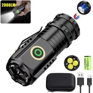 Mini 3 LED Torch Light – SST20 Rechargeable Waterproof Flashlight with Magnet (18350 Battery)